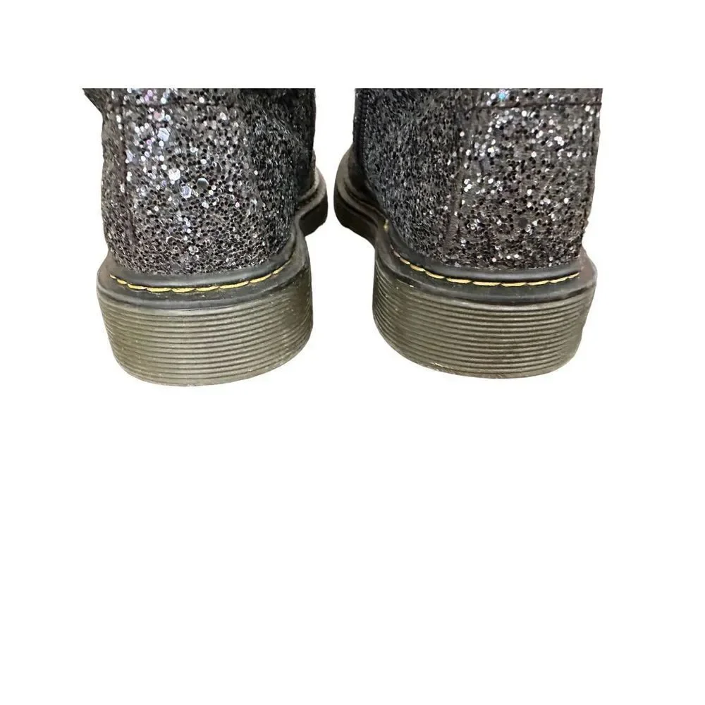 Dr. Martens 1460 Glitter Black Leather Boots Sz 3 - Girls